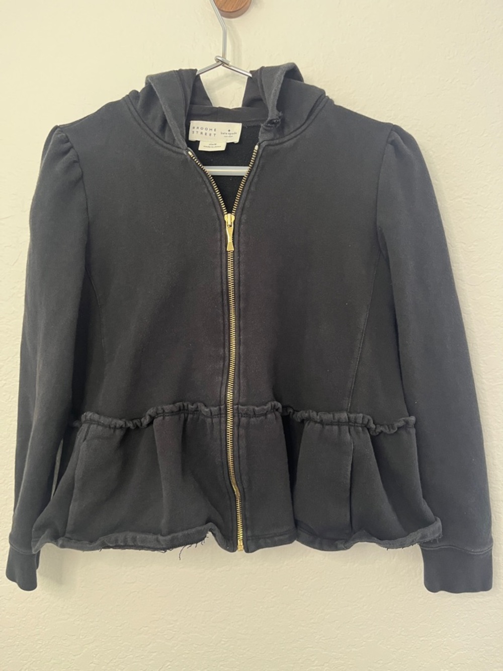 kate spade Black Peplum Zip Hoodie with Gold Zipper - Picture 2 of 5